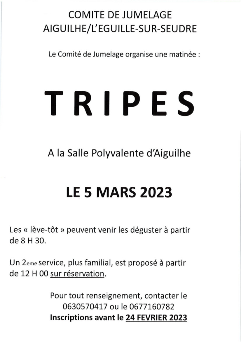 You are currently viewing Comité de Jumelage : journée tripes
