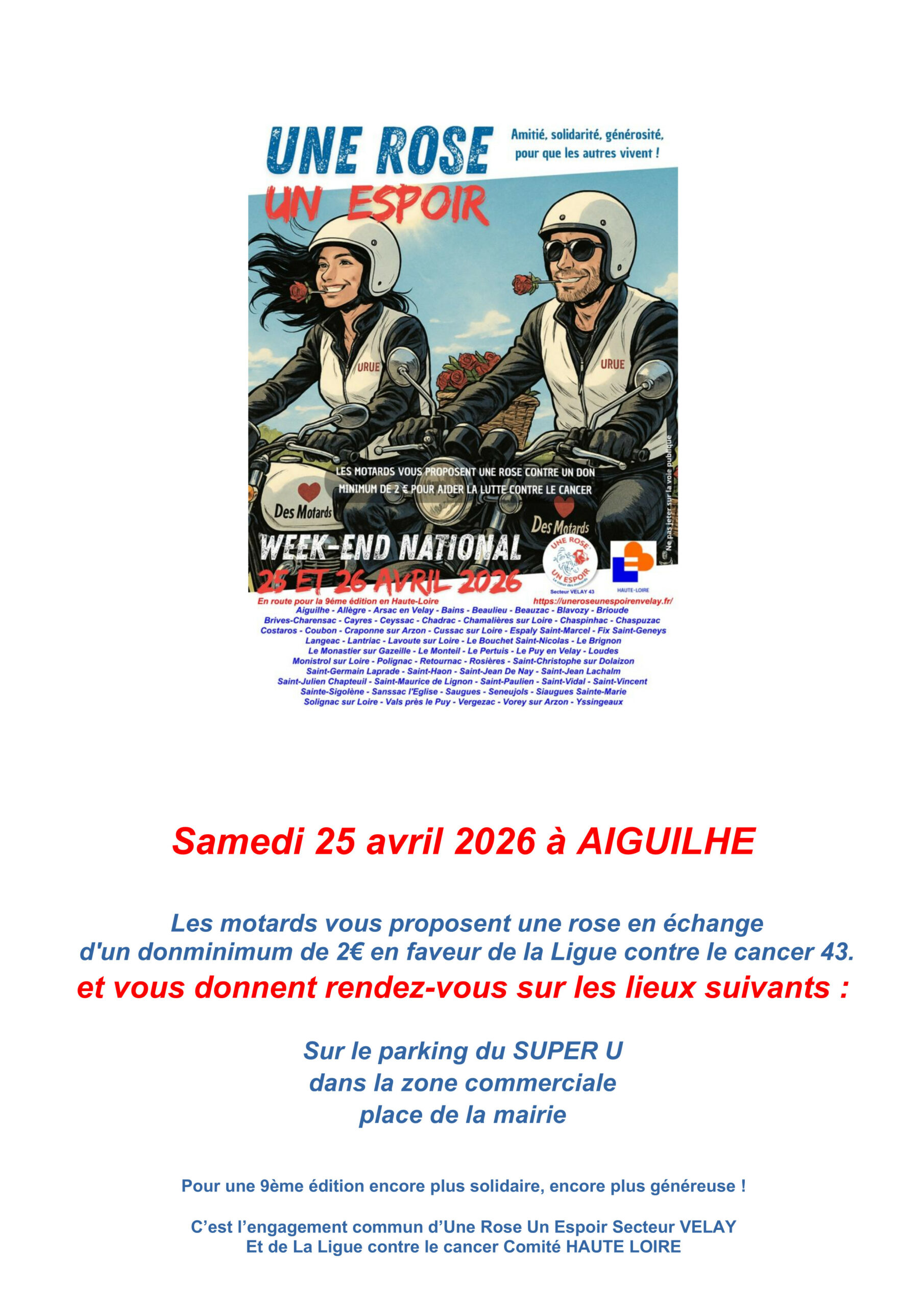 You are currently viewing Une rose, un espoir les 25 et 26 avril